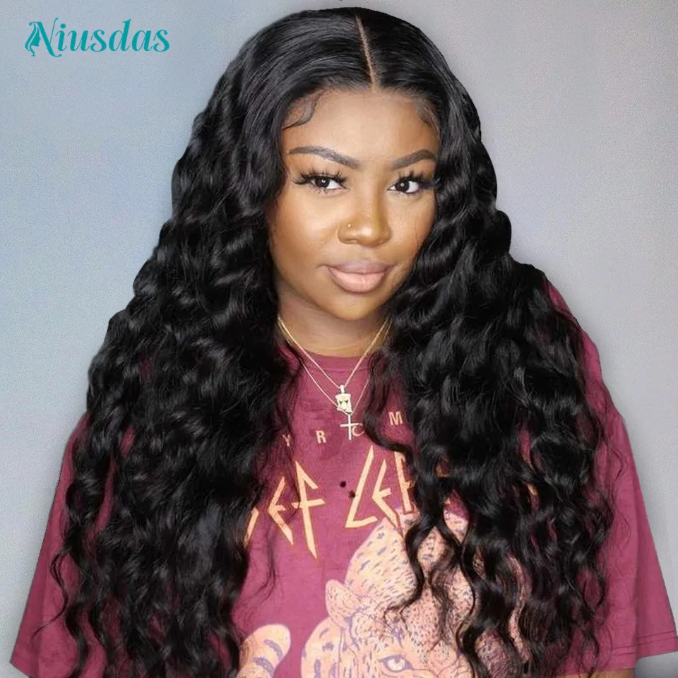 Loose Deep Wave Frontal Wig 13x4 Transparent Lace Front Human Hair Wigs For Women Pre Plucked Lace Front Wig 150% Density