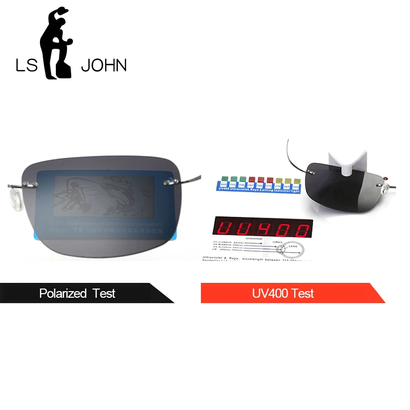 Мужские и женские очки без оправы LS JOHN поляризационные солнцезащитные из