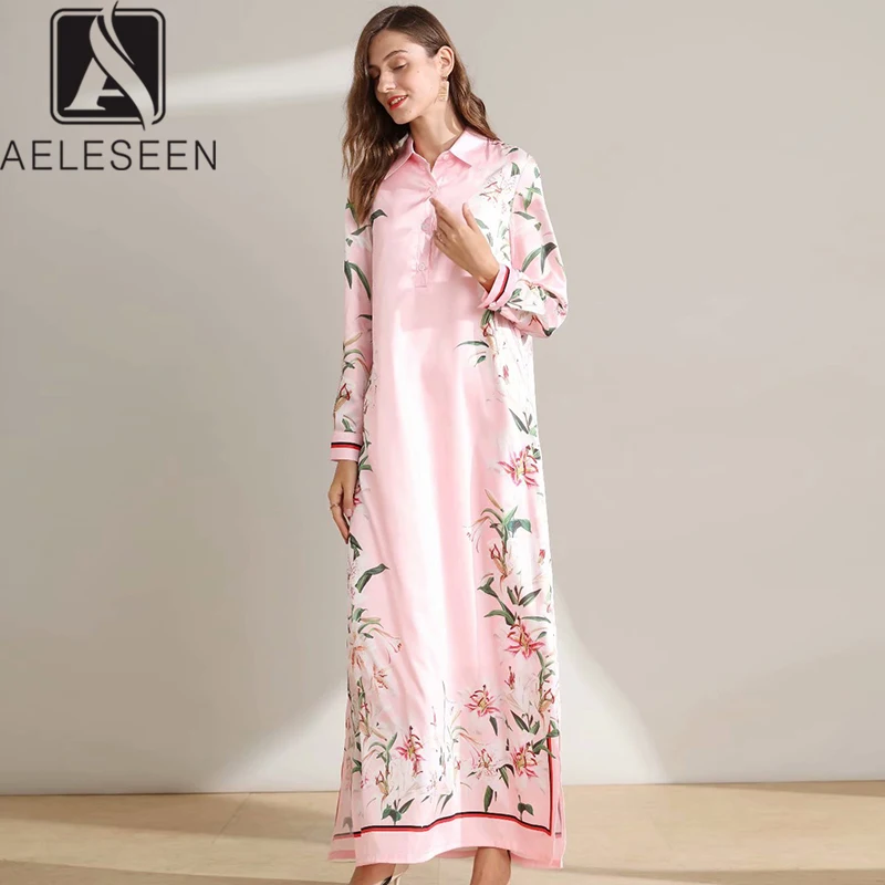 AELESEEN Новая мода 2020 Весна подиумная Цветочная серия платья женские негабаритные