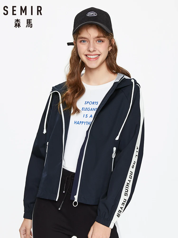 SEMIR Женская куртка весна 2020 новинка пальто с капюшоном свободная хитовая цветная