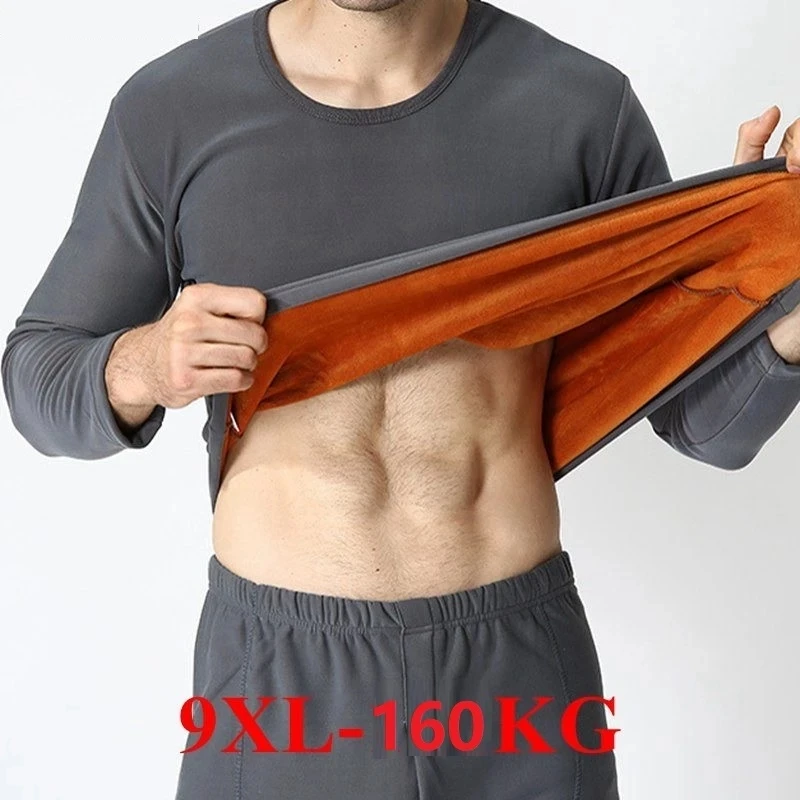 

Мужская теплая флисовая футболка с длинным рукавом, размеры до 9XL