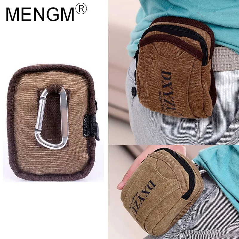 

MENGM Waist Bag for Men Smartphone Storage Bag Fashion Sports Casual Running Bags Metal Hanging Buckle Coin packs Oxford cloth