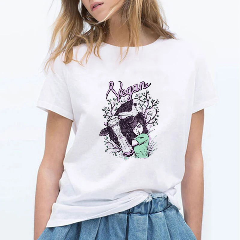 Lus Los Femme с животным принтом Kawaii футболка Вегетарианская Футболка harajuku/одежда