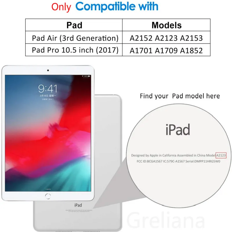 Для iPad Air(3rd Gen) 10," Чехол iPad Pro 10,5" крышка, тонкая легкая подставка Smart Shell полупрозрачный, с глазурью задняя крышка