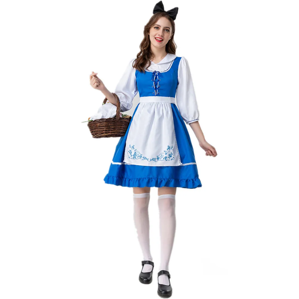 

Cute Maid Cosplay Costume Suit Lolita Dress For Women Halloween Party Alice in Wonderland Fancy Dress