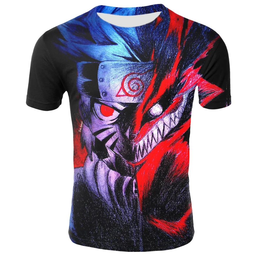 Хит продаж модная мужская футболка с 3D принтом Наруто аниме элементы коротким