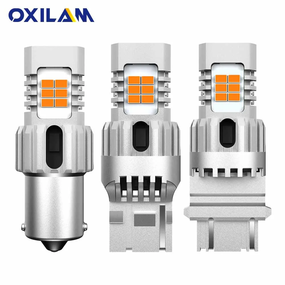 

OXILAM 2PCS 7440 W21W T20 Led Bulb 1156 BA15S P21W Canbus Turn Signal Lamp 3157 P27W T25 Anti-Hyperflash Car LED Light Amber 12V