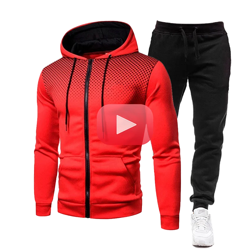 

Autumn Winter Men's Casual Tracksuit Fashion Men Jacket and Sweatpants Two Pieces Sets Sportswear Plus Size Clothing for Male