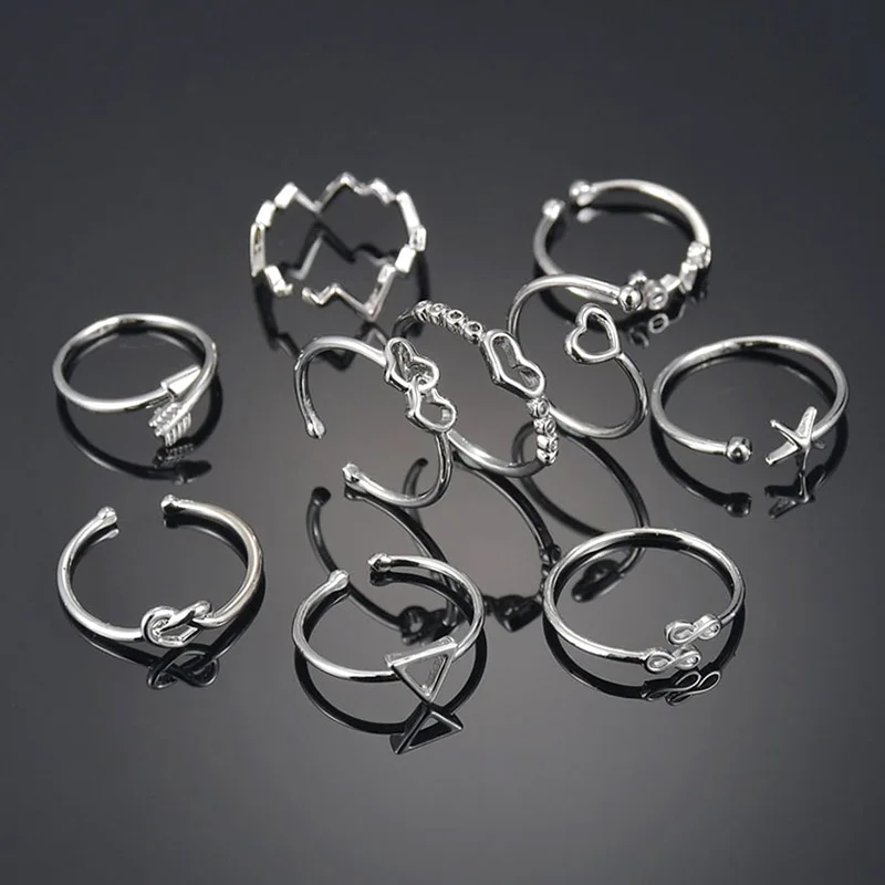 Модные серебряные Регулируемые кольца в стиле панк геометрический поворот