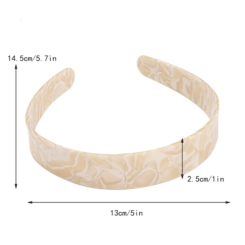 

New Elegant Acetate Marble Hairband Resin Leopard Head Band Wide Non-slip Hair Hoop For Women Hairstyle Hair bands accessories