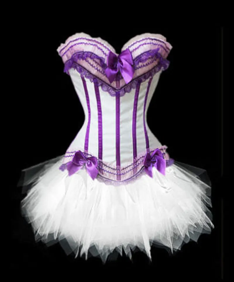 

Sexy Ladies Wedding Lingerie Brocade Bustier Boned Satin Lace Up Corset Waist Trainer Dancer Showgirl Corsets TuTu 068