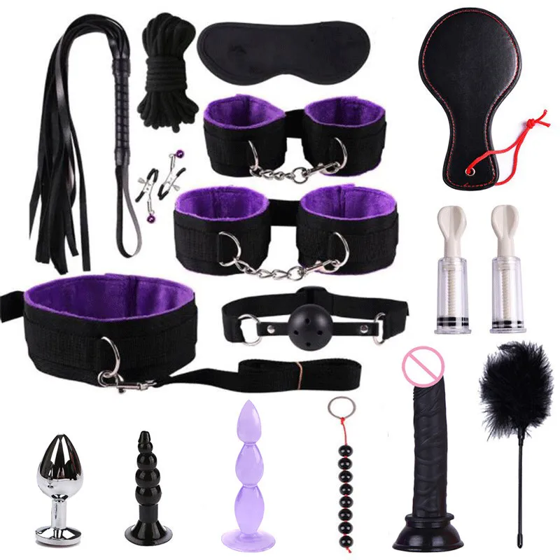 25 шт./компл. БДСМ игры для взрослых набор бондажа эротические наручники зажимы