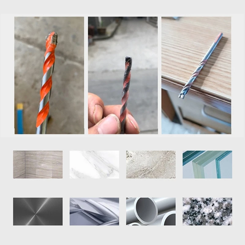 

7XEA Metal Concrete Drill Bit 6/8/10/12 mm Set for Ceramic Tiles Masonry Glass Plastic Masonry and Wood