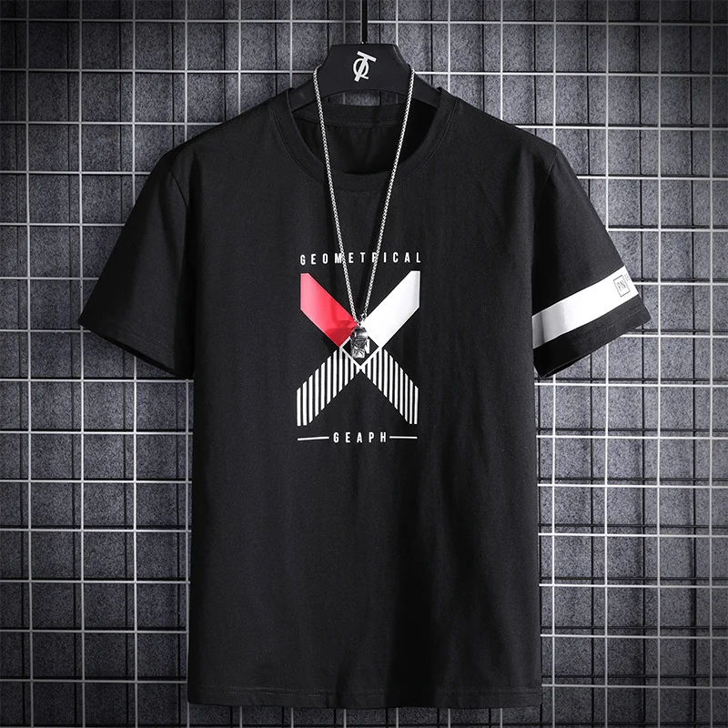 

90S T Shirts For Men'S Clothing Casual 100% Cotton Short Sleeves Summer O-Neck White Black Tshirt Top Tees Oversized 6XL 7XL 8XL