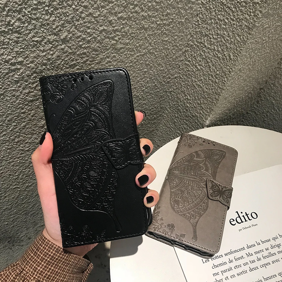 Чехол Кошелек с бабочкой для Huawei P30 P20 Mate 20 Lite Y3 Y5 2018 Y6 Y7 Pro Y9 2019 P Smart Plus V20 Honor 9 10