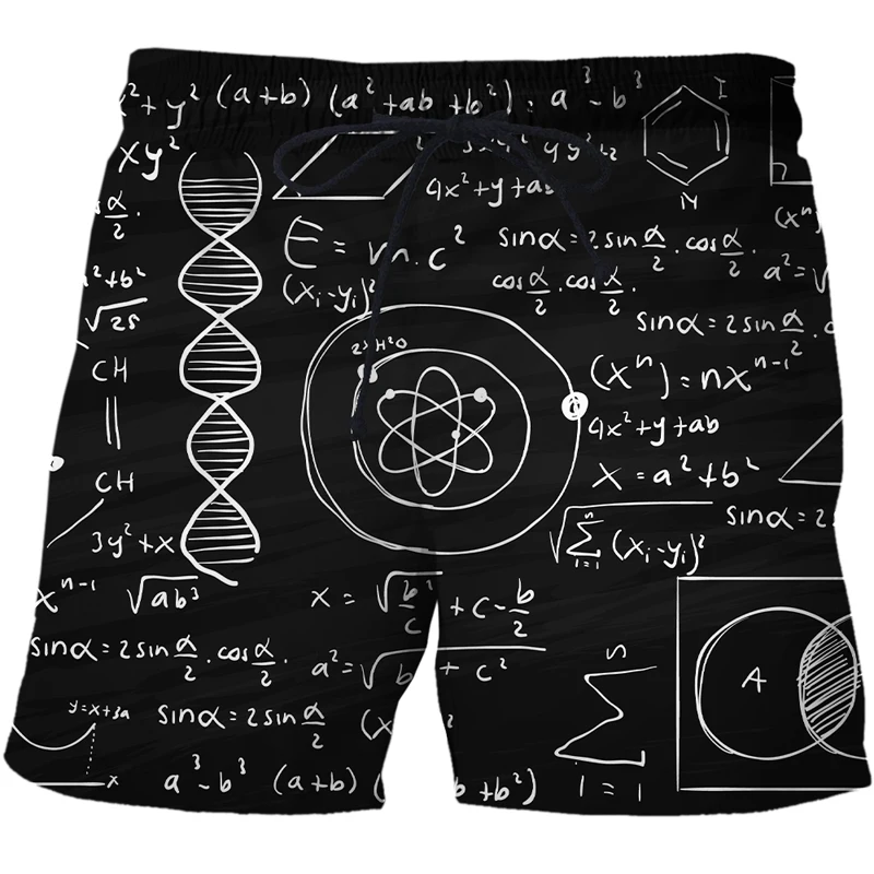 mathematical formula 3D print men beach shorts Board Shorts bermudas men clothing fashion shorts male casuales short homme