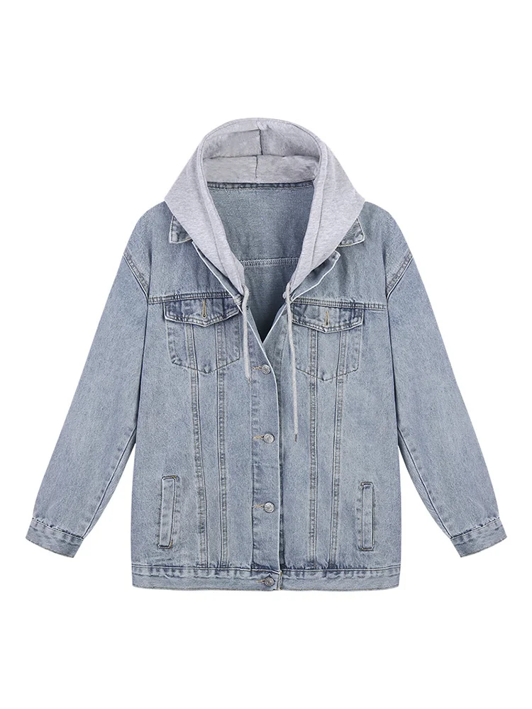 Ковбойская куртка с капюшоном женская одежда Корейская свободная Новинка 2021