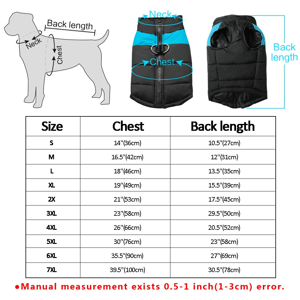 

Winter Pet Dog Puppy Clothes Vest Jacket Chihuahua Clothing Warm Dog Clothes Coat For Small Medium Large Dogs 4 Colors S-5XL