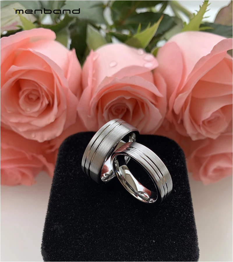 Плоское обручальное кольцо из карбида вольфрама для мужчин и женщин матовая