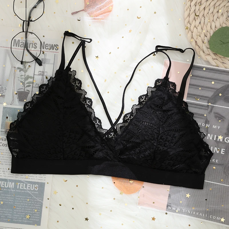 

CHRLEISURE Sexy Lace Bra Women Seamless French Triangle Cup Bralette Female Push Up Backless Bralette 2021