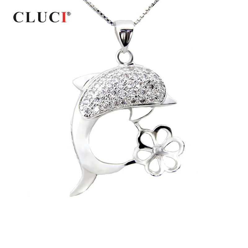 CLUCI милый 925 пробы Серебряный кулон для ожерелья в форме дельфина Серебро