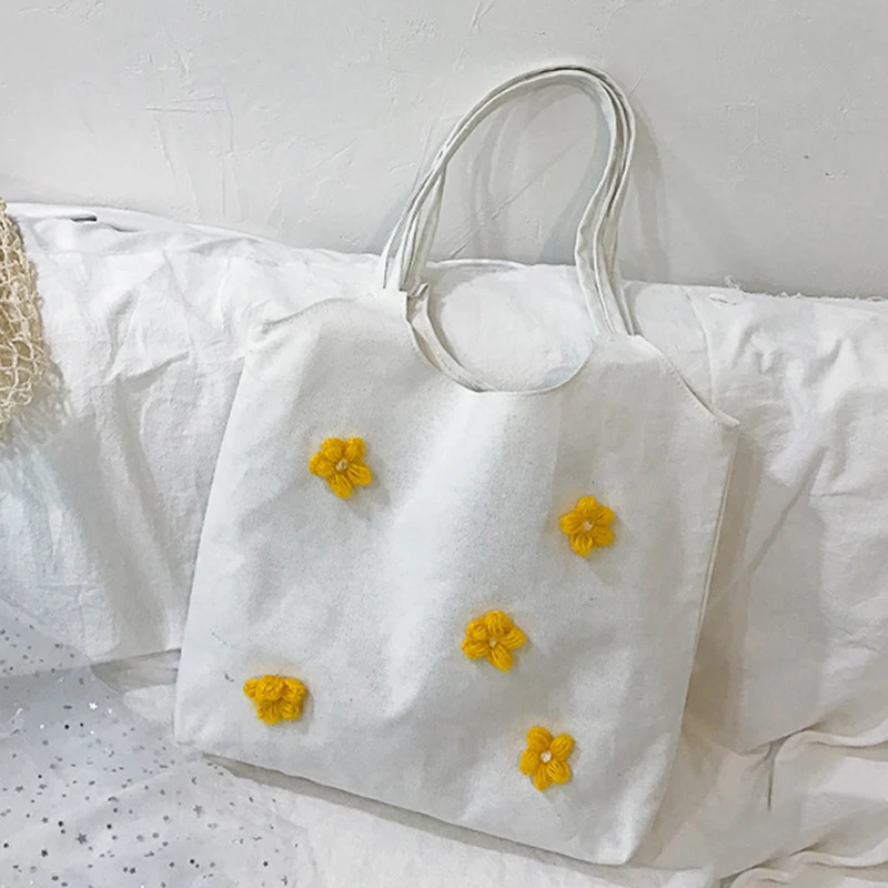 

Женская большая сумка через плечо с принтом, лаконичная холщовая дорожная сумка карамельных цветов, вместительная сумка для покупок, женск...