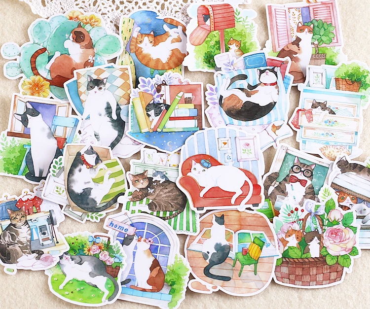 20 шт. бумажные стикеры Кот жизни | Игрушки и хобби