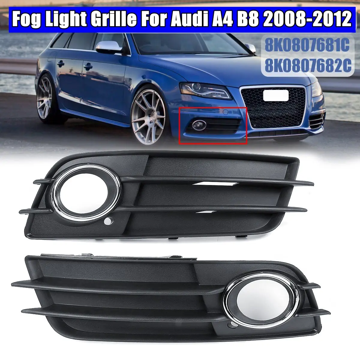 Передний бампер противотуманный светильник гриль левый/правый крышка для Audi A4 B8