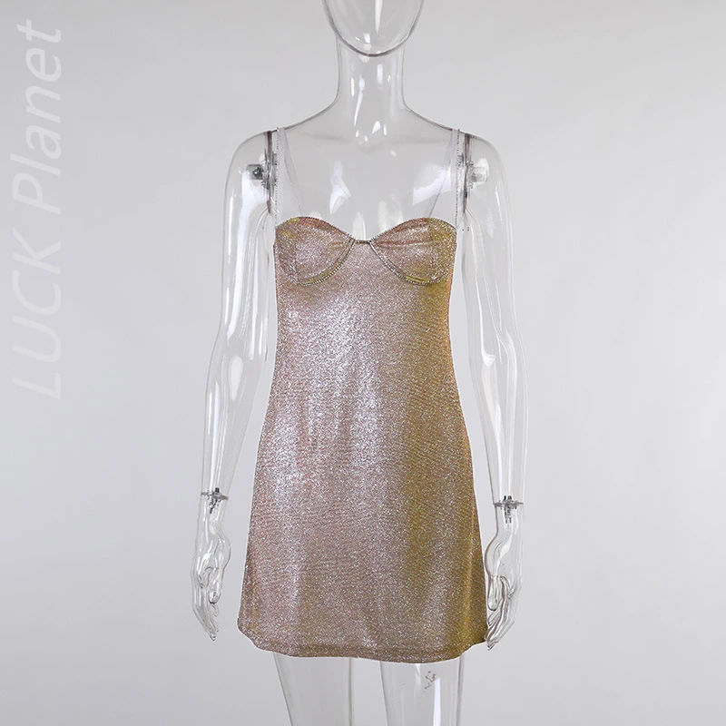 

Women Sling Mini Dress Buling Glitter Corset Sexy Slim A-Line Dress