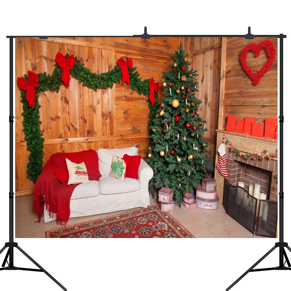 

Lyavshi фоны для фотосъемки деревянная стена венок бант Рождественская елка украшение Портретные фотосессии фоны для фотосессии