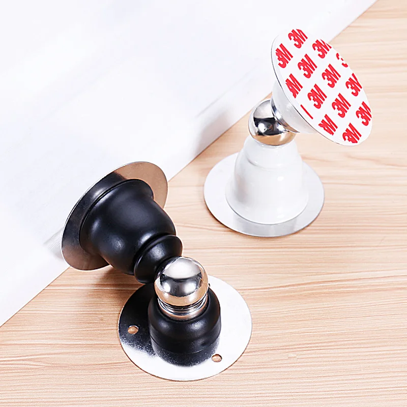 

Stainless Steel Magnetic Door Stopper Sticker Rubber Door Stopper Door Holders Catch Floor Mounted Nail-free Door Stops