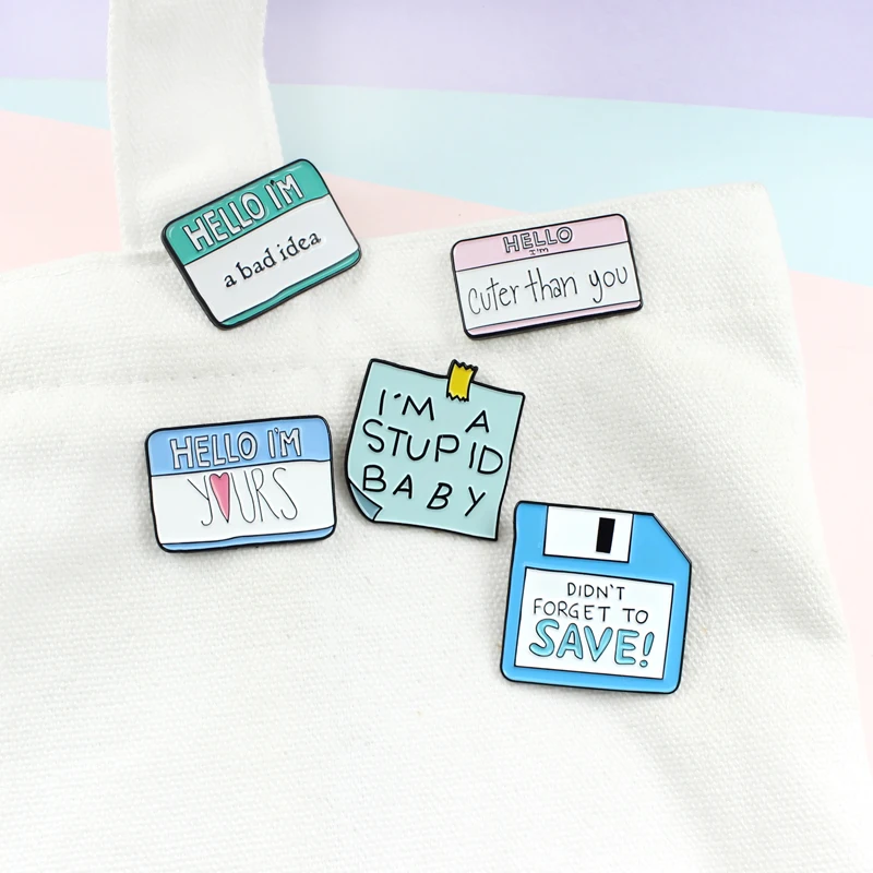 Модные эмалированные клейкие заметки броши забавная булавка для текста