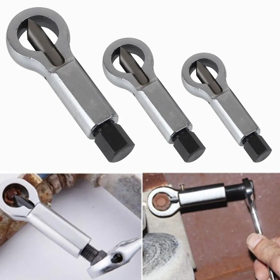 

1 Pcs Hex Wrench Heavy Duty Rust Resistant Damaged Nut Splitter Remover Rusty Nut Splitter Spanner Remove Steel Cutter Tool