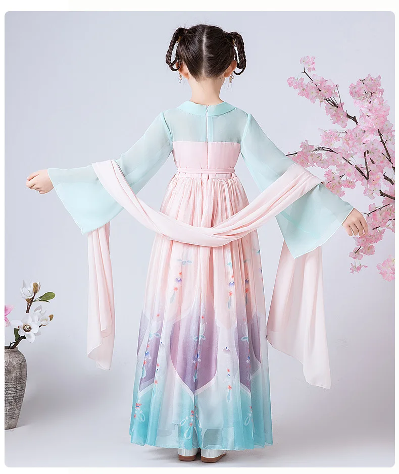 Детский Традиционный китайский костюм Чонсам Тан красное свадебное платье феи