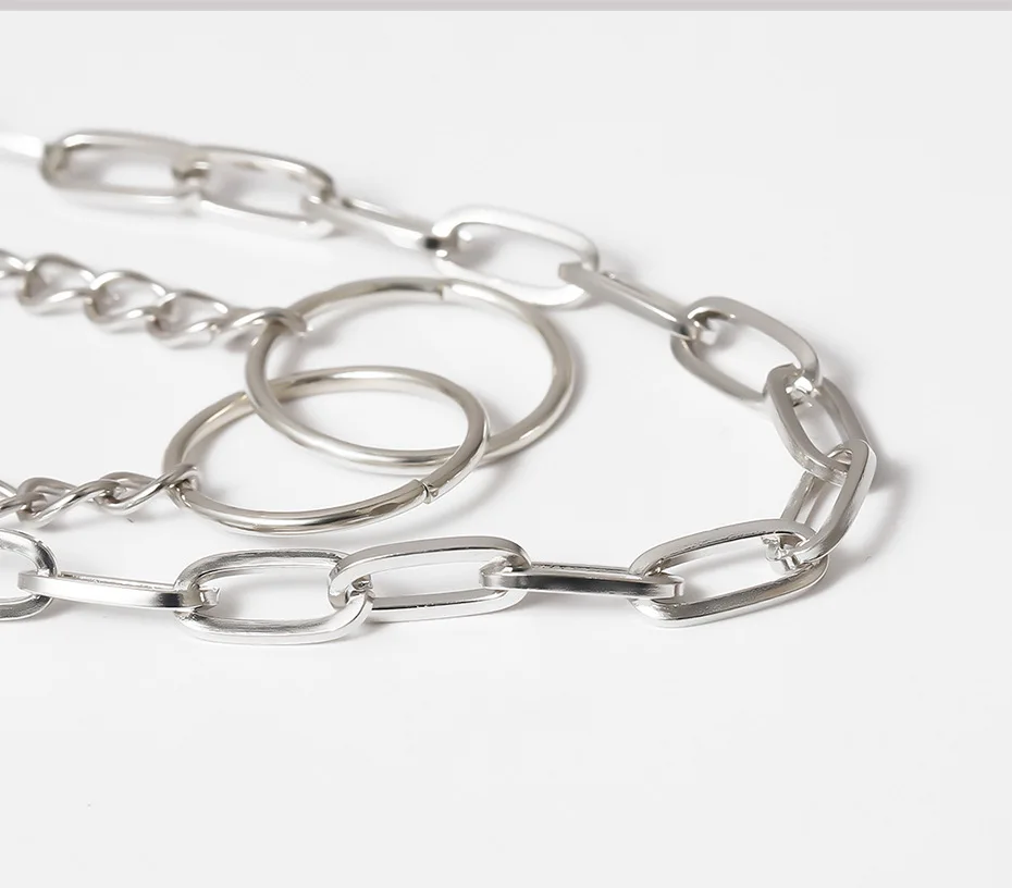 

2021 New Gothic Double Layered Thick Chunky Chain Choker Necklace Jewelry for Women Punk Hip Hop Double Circle Charm Necklace