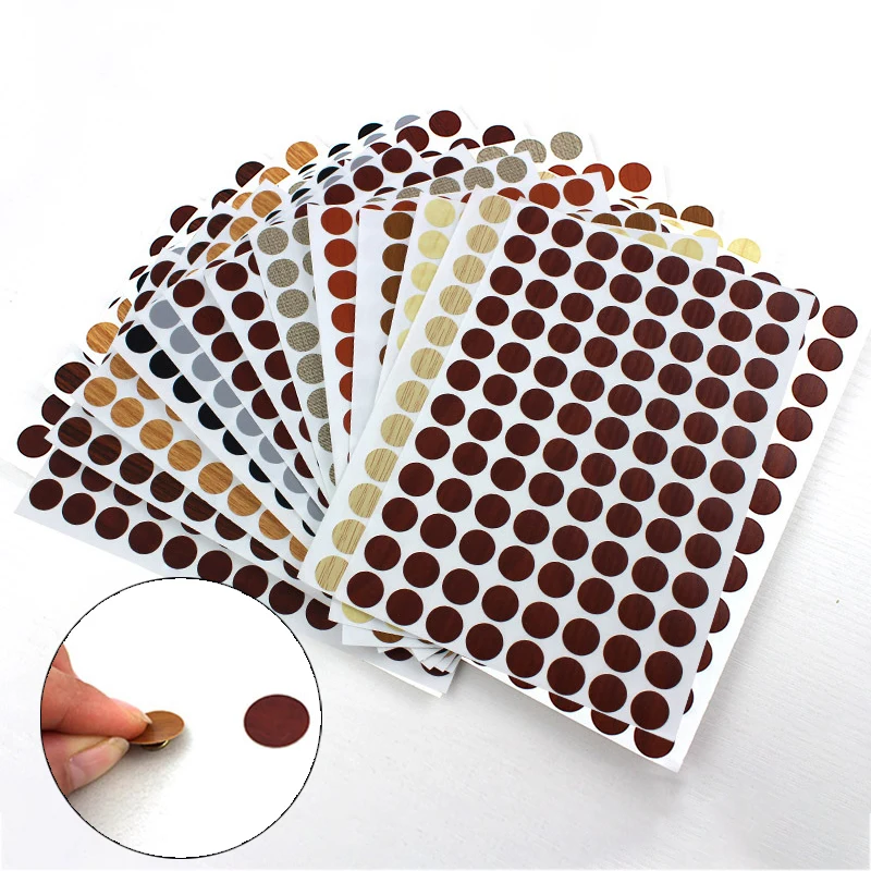 96Pcs 15mm Wooden Furniture Self Adhesive Screw Cap Cover Hole Stickers Wood Craft Desk Cabinet Drawer Art Sticker Ornament