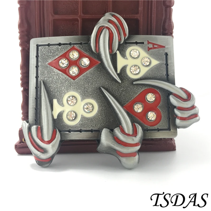 Татуировка пряжка для ремня покер с оловянной отделкой подходит 4 см Ширина