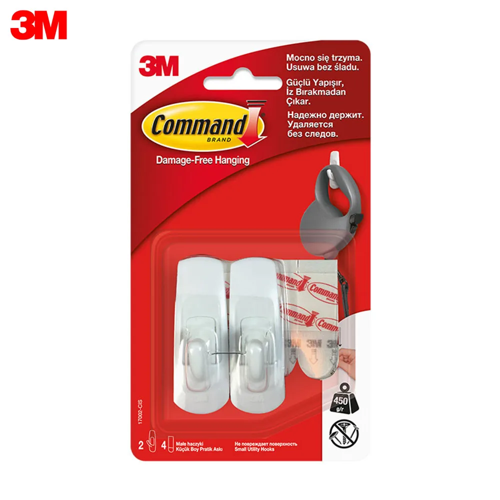 3M Крючок белый Command малый 2 шт 17002 | Дом и сад