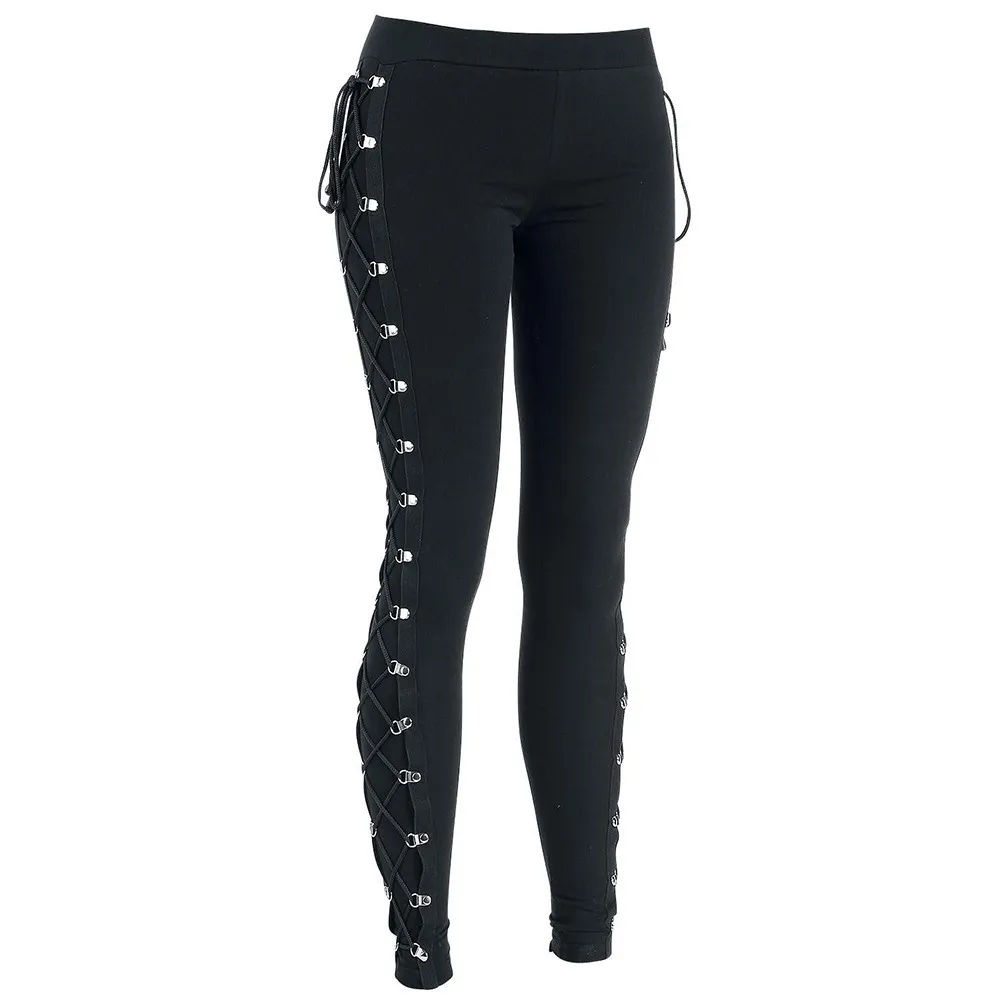 

QNPQYX New Fall Casual Long Pants Gothic Office Lady Punk Style Women Leggings Plain Thin Cotton Straight Female Black Leggings