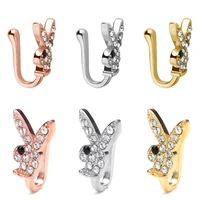 bunny fake nose ring clip on flower nose ring clip jewelry rabbit nose ring stainless steel nose decoration piercing jewelry