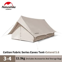 naturehike outdoor cotton eaves tent 3 4 persons tent waterproof camping light hiking tent family party rectangle tent extend5 6
