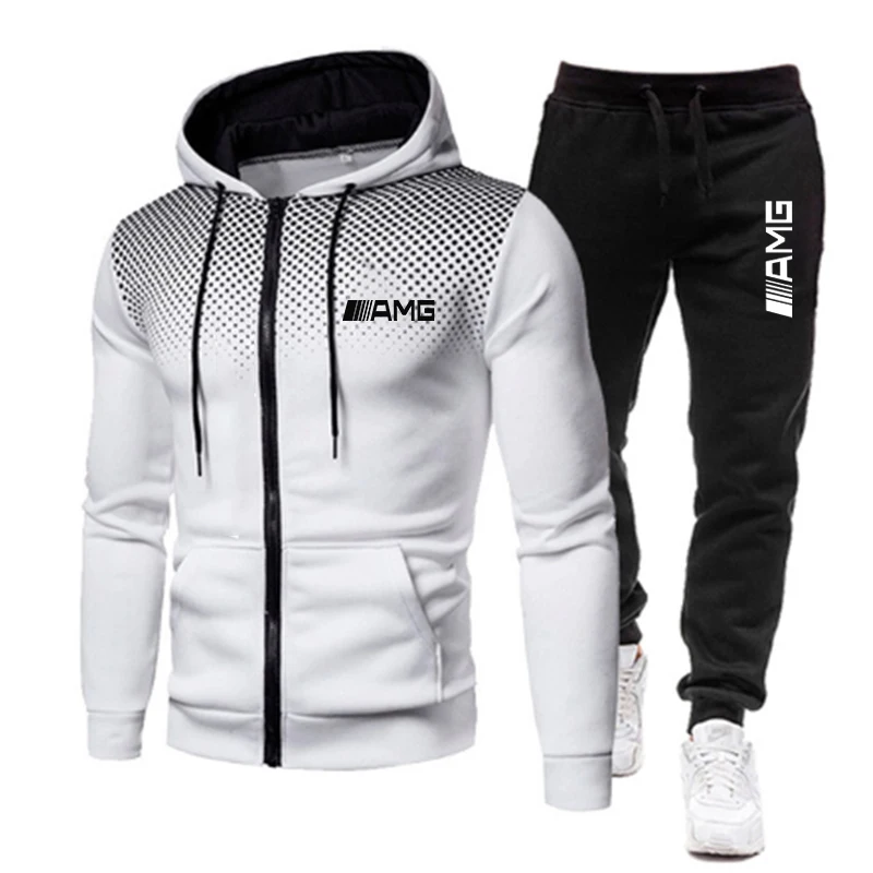 

Brand AMG men's hooded sportswear suit casual jogging track suit sports running suit sports shirt sportswear large size S—3XL