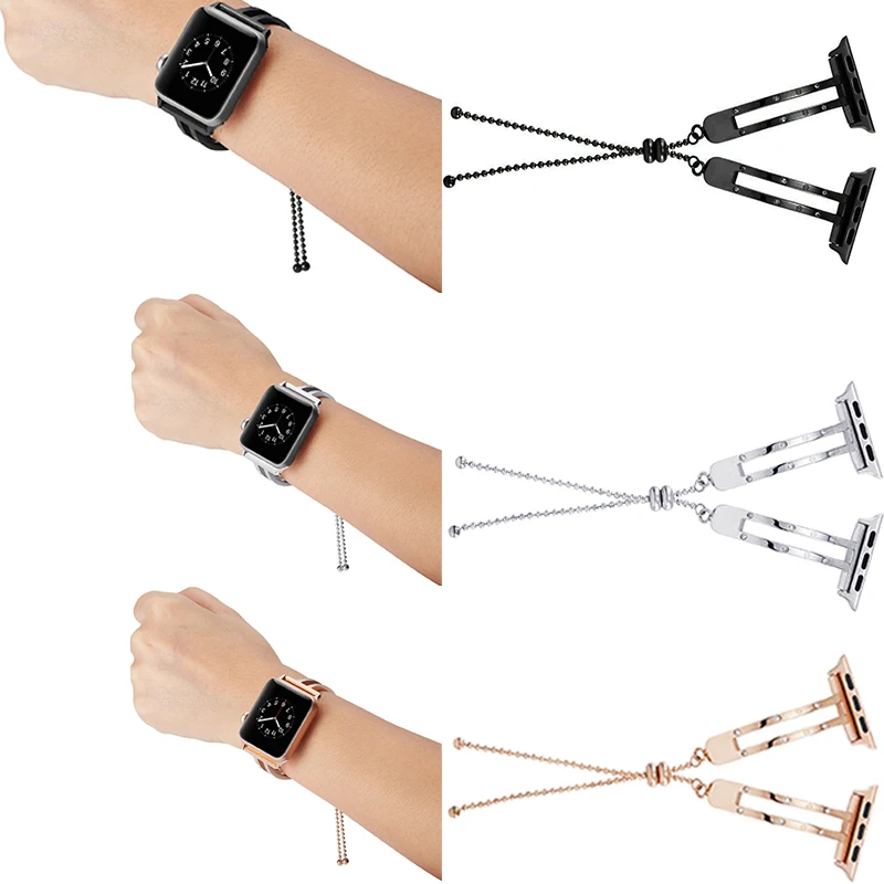 

Women fashion for apple watch band 44MM 40MM 42MM 38MM watchband Stainless Steel Strap Bracelet for iwatch series 5 4 3 2 1 band