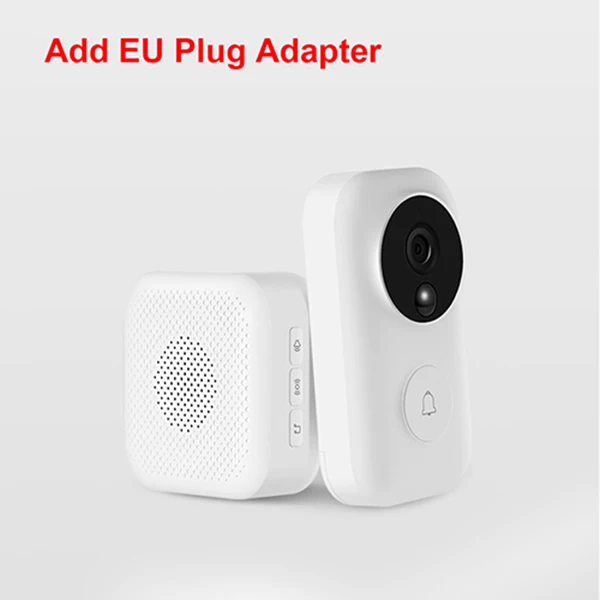 doorbell and bell EU Xiaomi Zero AI распознавание лица дверной звонок набор 720P ИК ночного видения Видео Обнаружение движения SMS Push домофон облачная система хранения - Цвет: doorbell and bell EU