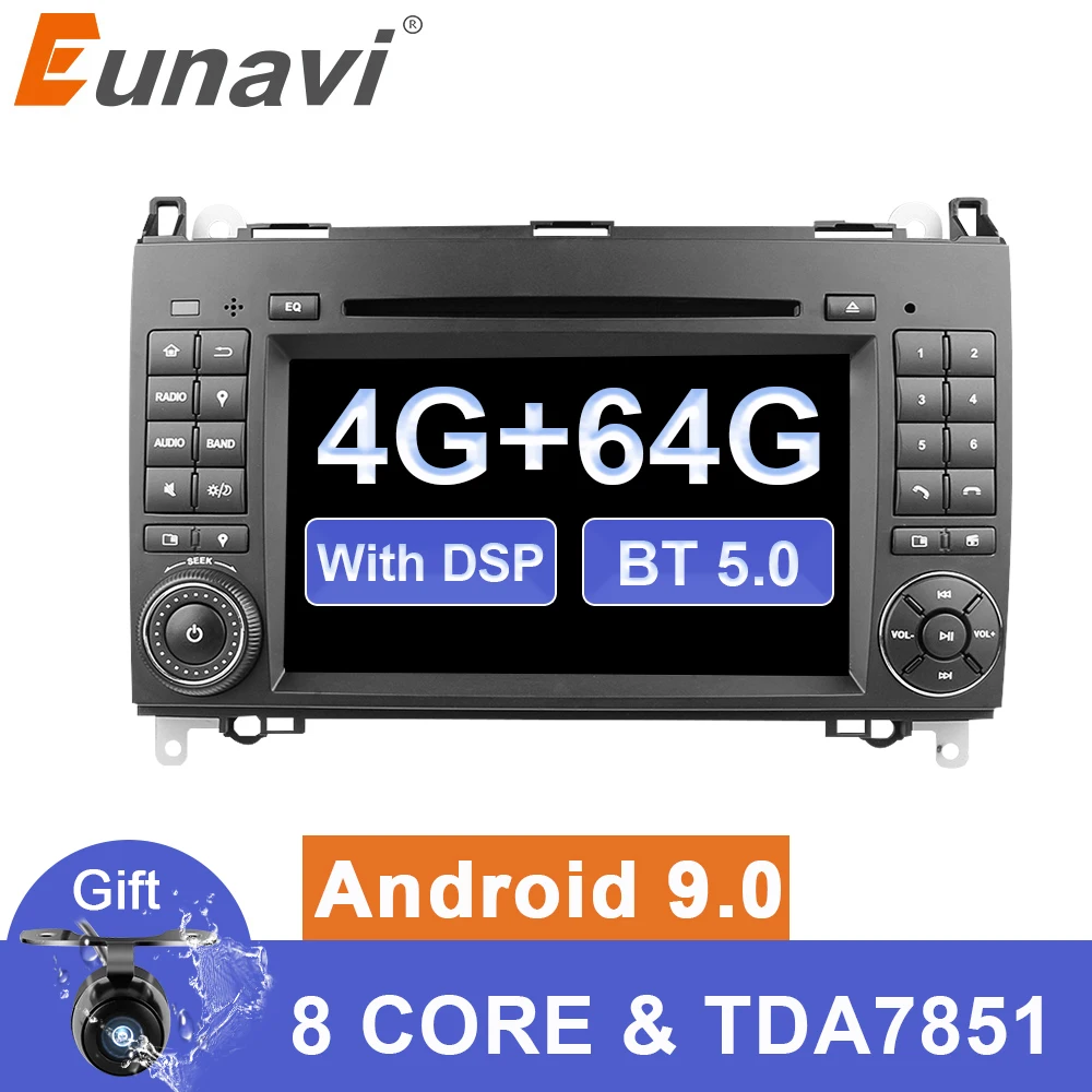 Автомагнитола Eunavi 2 din Android 9 для Mercedes Benz Sprinter Vito W169 W245 W469 W639 W906 B200 DVD gps 4G 64