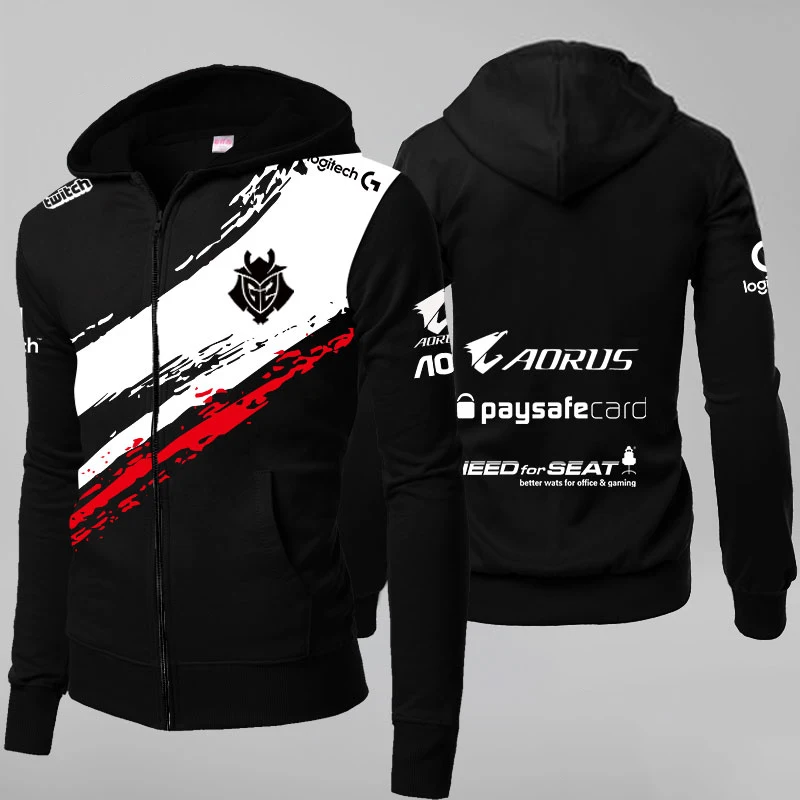 

New hot selling G2 gaming team uniform gaming fan hoodie CSGO team uniform LOL zipper hoodie men's general sports hoodie jacket