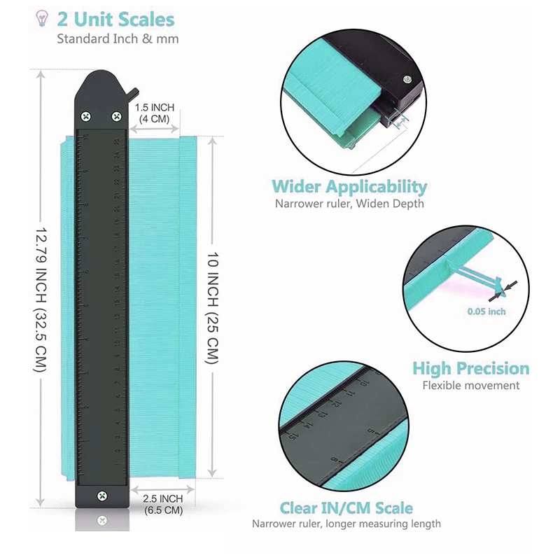 

Contour Gauge with Lock, 5inch and 10inch Contour Duplications Gauge, Profile Shape Copy Tool, Instant Template