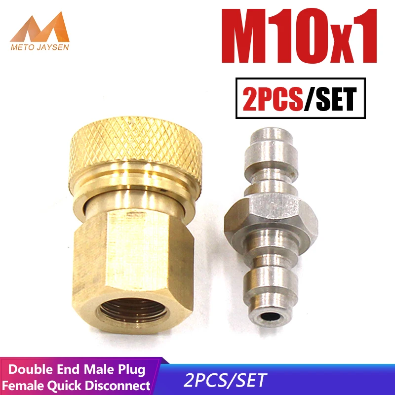 

PCP Paintball Stainless Steel Double End Male Plug M10x1 Female Quick Disconnect Air Refill Coupler Connector Set
