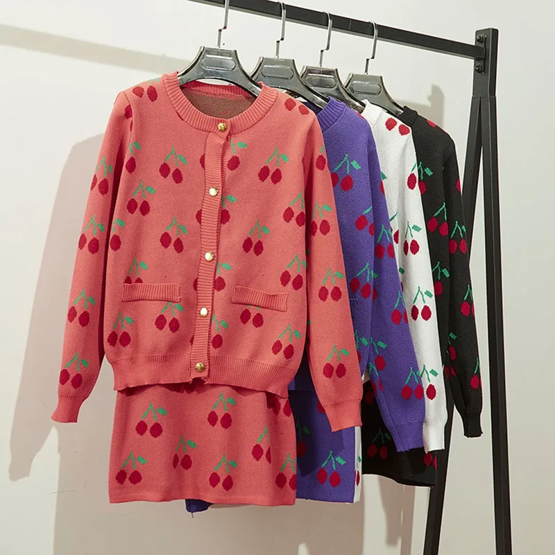 Повседневный комплект из двух предметов Женский Осенний вязаный свитер с