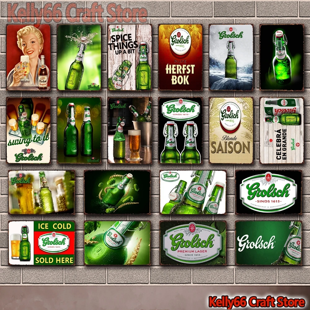 [Kelly66] Grolsch Herfst Bok холодное бельгийское голландское пиво, продаваемое здесь, жестяное искусство, металлическая вывеска, домашний Декор, живопись 20*30 см, размер Dy221